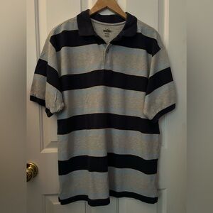 RedHead Men's Classic Short Sleeve Polo Blue and Gray Striped Size Medium